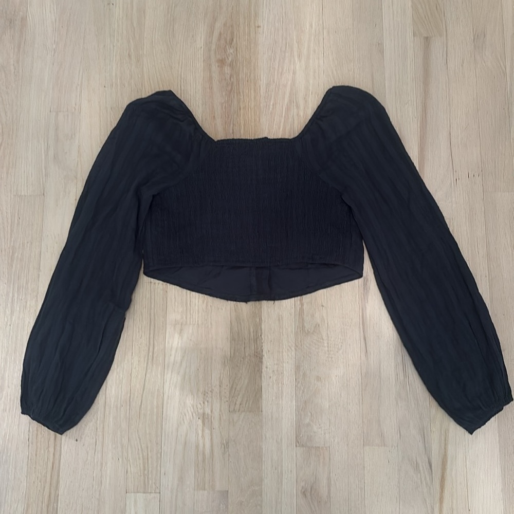 NWT American Eagle navy blue sweetheart style blouse Size Large - Picture 4 of 5